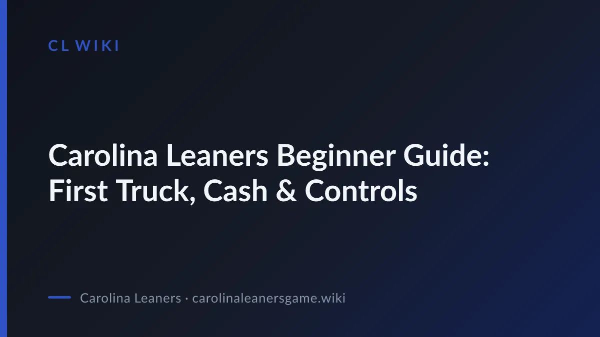 Carolina Leaners Beginner Guide: First Truck, Cash & Controls